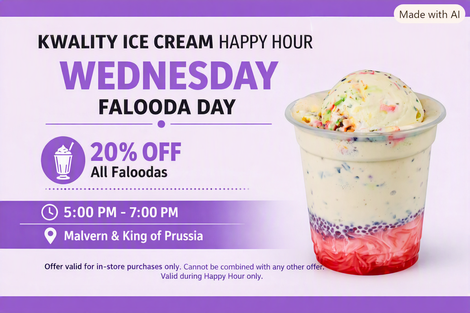Wednesday — Falooda Day: 20% off all faloodas